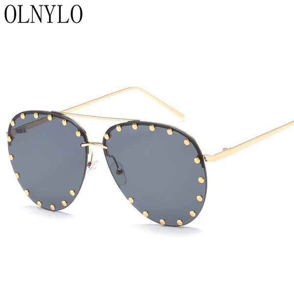 

new retro rimless frame sun glasses vintage gradient brand designer sunglasses outdoor driving uv400 fashion oculos feminino, White;black