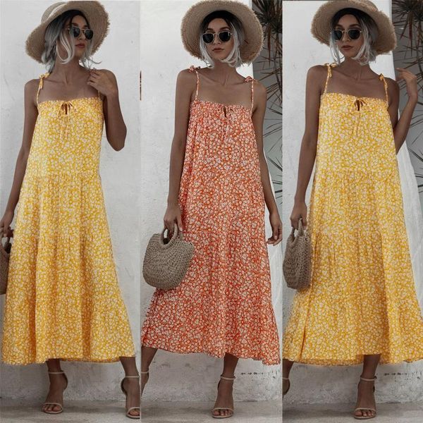 

casual dresses fashion women summer dress sleeveless boho floral printedpaisley maxi print ladies holiday beach, Black;gray