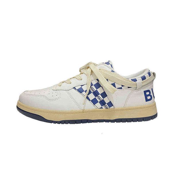 

2021 autumn lattice moral training shoes small low men's student board, Black