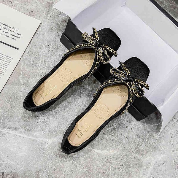 

dress shoes flats women casual spring autumn square toe female black beige daily bow lady breathable fashion large size 41 42 43 5g5a