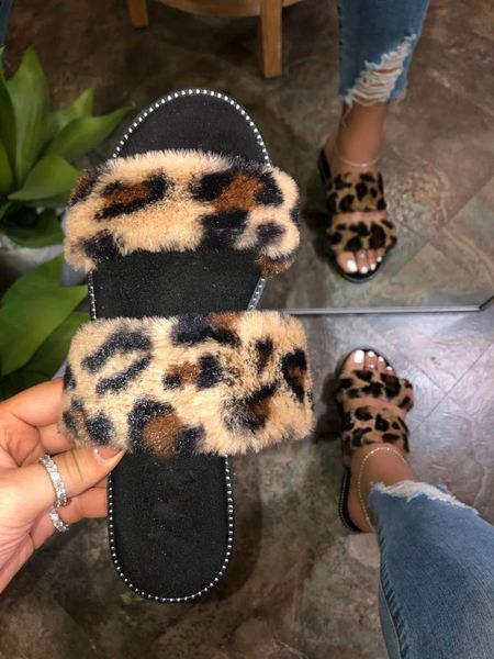 

slippers women spring plush 2021 flat bottom indoor all-around comfortable sandals outdoor leisure shoes, Black