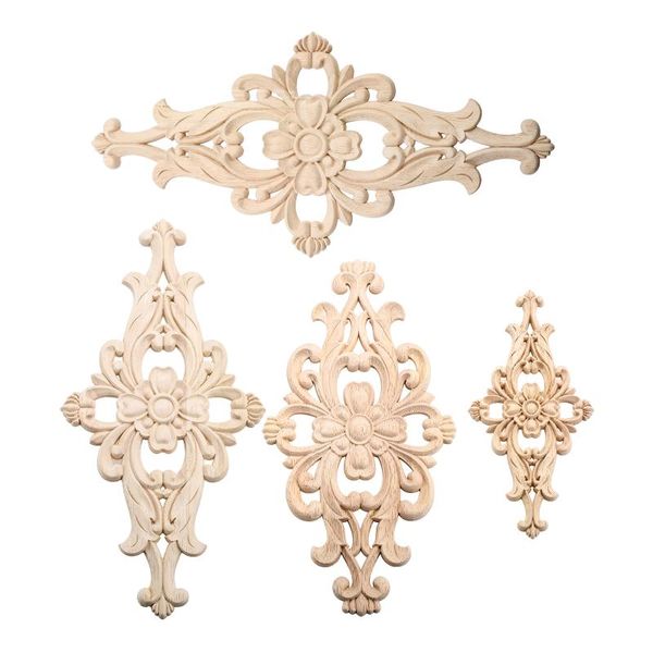 Oggetti decorativi Figurine Applique Non verniciata Floreale Legno intagliato Angolo Scultura in legno Decalcomania Mobili Porta dell'armadio Cornice Parete Home Deco