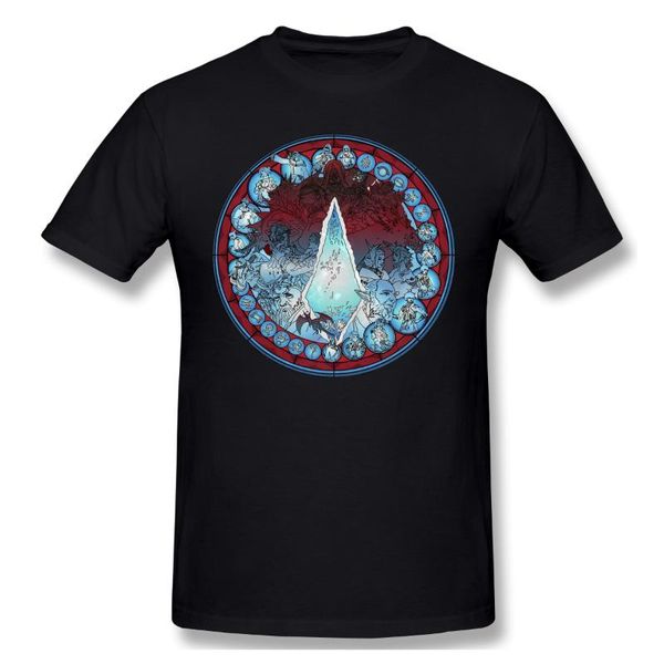 

final fantasy xiv stained glass casual t shirt kingdom hearts tee 100% cotton o neck t-shirts men's, White;black