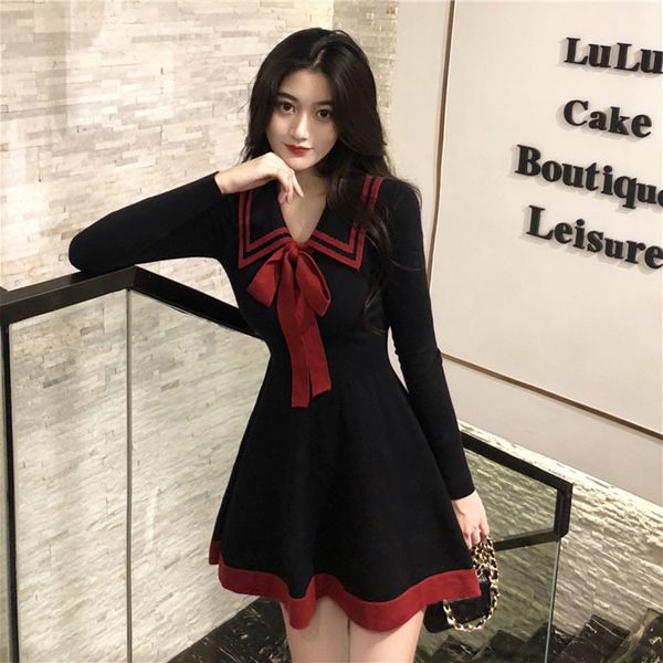 

casual dresss vstido fminino d manga longa, vstido fofo snsual malha para primavra outono, tamanhos pquno a lrly, Black;gray