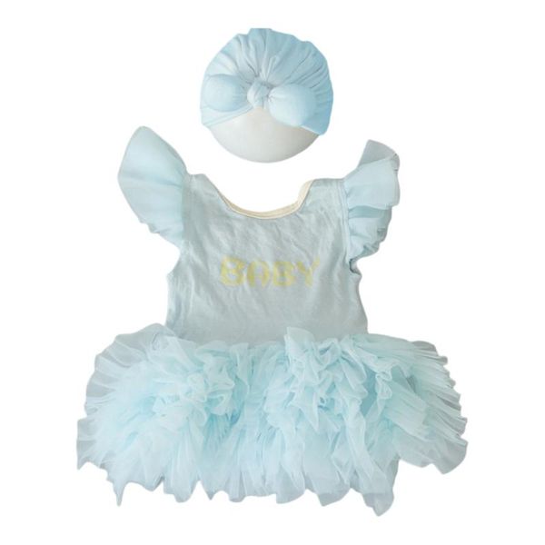 

clothing sets 2 pcs/set cute baby girls outfit bow hat dress set pography props outfits infant lace sweet princess born a2ub, White
