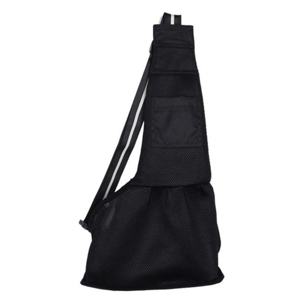 

portable pet dog cat mesh fabric sling carrier shoulder bag - size (black) car seat covers