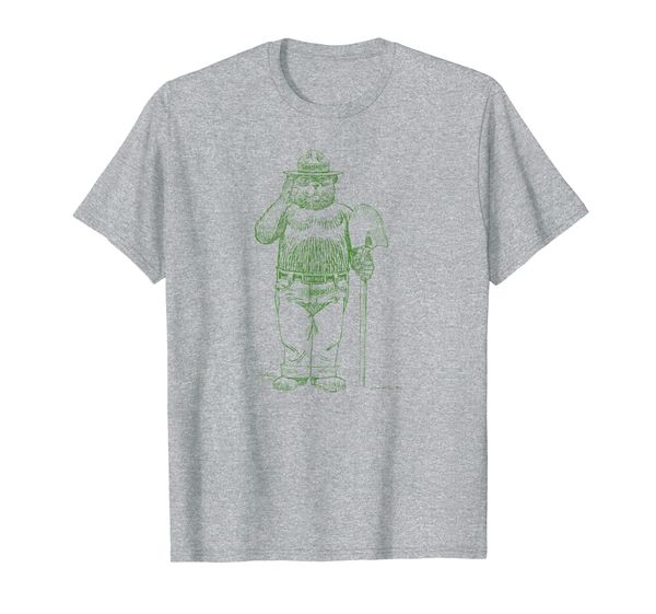 

smokey bear green drawing t-shirt, White;black