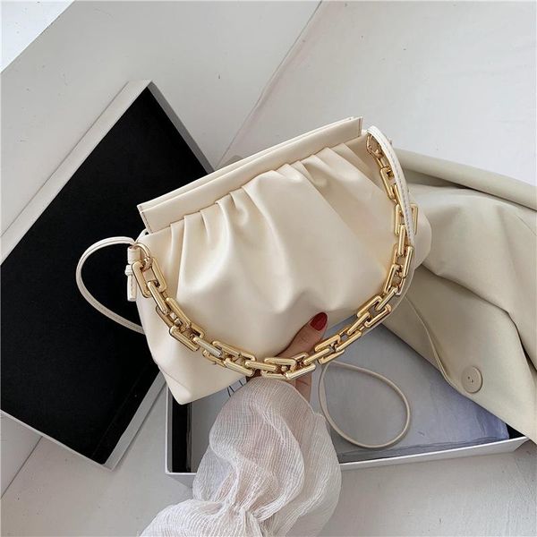 

women's bag 2021 texture chain shoulder diagonal portable cloud simple solid color evening bags