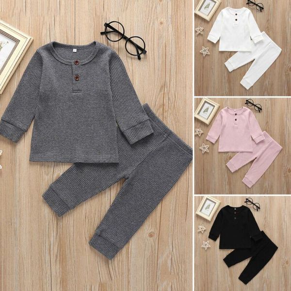 

clothing sets baby & children's 0-3years born boy girl clothes knitted cotton long sleeve trousers outfit, White