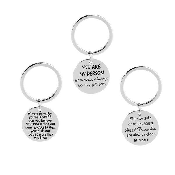 

75%off new jewelry you are my person letter round keychain alloy pendant a1, Silver