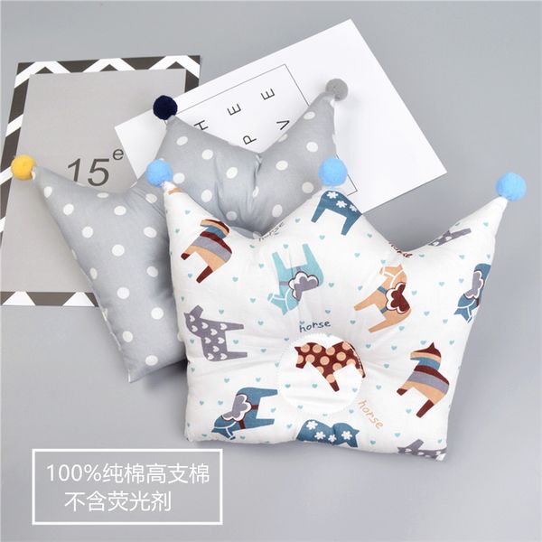 

INS Nordic Shaping Pillow For Newborn Baby Cotton Cute Crown Shape 0-1 Years Old Anti-head Correction Pillow Kids Beddings, Orange