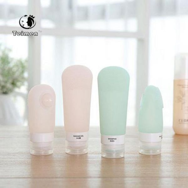 

bathroom storage & organization travel sub-bottling portable leak-proof silicone suction cup sub-bottle with brush head for cosmetic skin ca