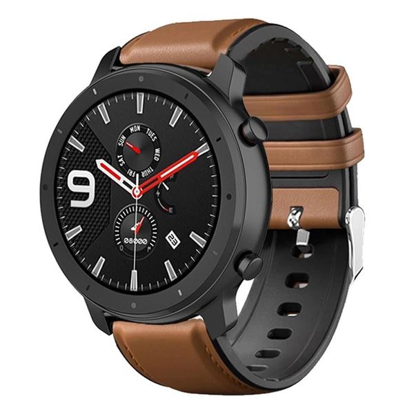 

watch bands silicone for huawei gt 2 42mm 20mm gt1 gt2 46m gt2e 22mm lightweight sports men women breathable leather smartwatch strap, Black;brown