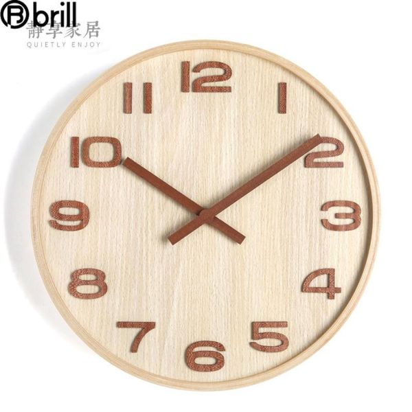 

wall clocks nordic large clock wood silent kitchen wooden needle glass living room kids for children reloj pared