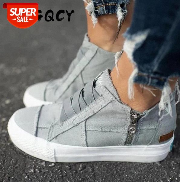 

women shoes flat new spring autumn women vulcanize shoes sneaker ankle side zipper high canvas patchwork ladies #yt1t
