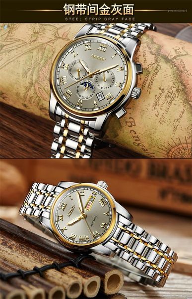 

aesop mechnical couple watch men women wristwatches, Slivery;brown