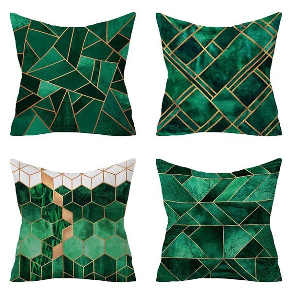

cushion/decorative pillow green geometric cushion cover throw case for home chair sofa decoration square pillowcases