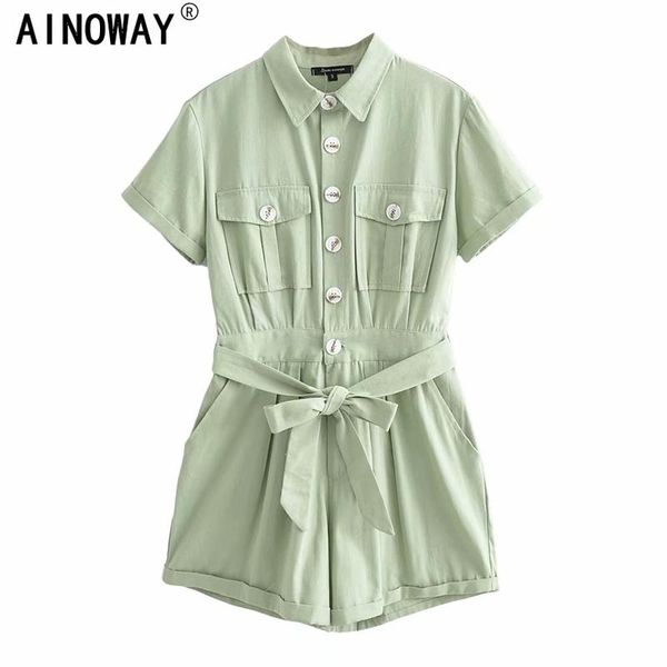 

women's jumpsuits & rompers vintage chic women boho bodysuits solid color short sleeve pockets loose bohemian rayon cotton playsuits ju, Black;white