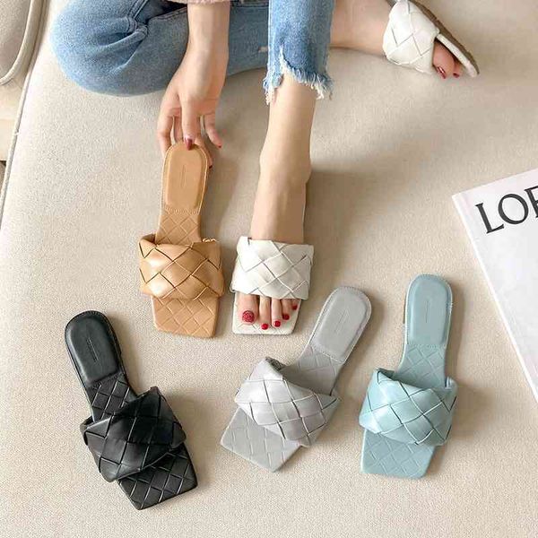 

2021 new ins woven slippers for women to wear in summer, Black