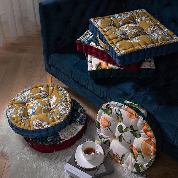 

cushion/decorative pillow cushion fat man portable and easy to carry printed cotton linen window pad office household soft chair