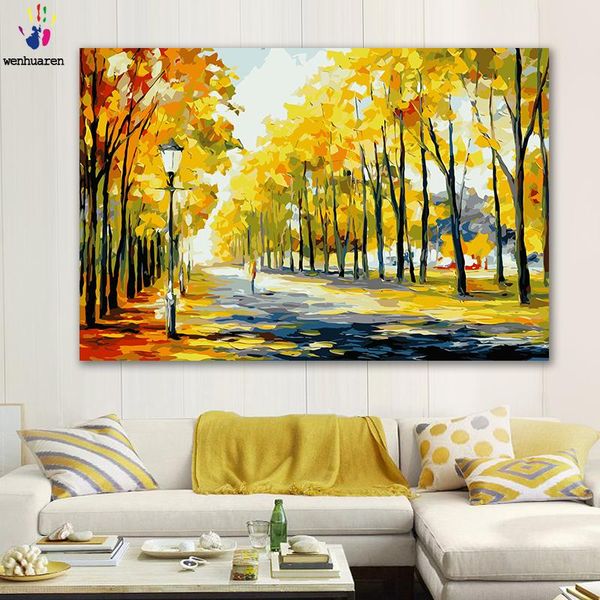 

paintings diy colorings pictures by numbers with color abstract autumn landscape scenery picture drawing painting framed
