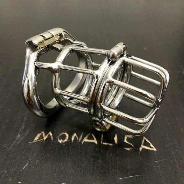 

cockrings stainless steel male chastity cage men's double locks belt restraint device c296 cock ring toys