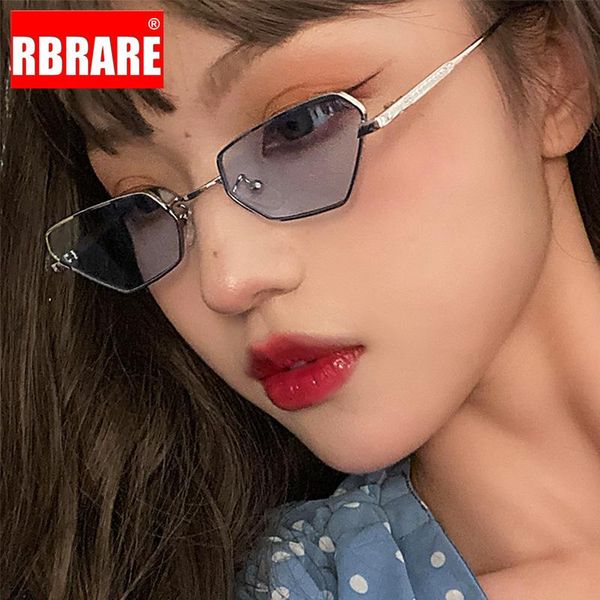 

sunglasses rbrare 2021 metal polygon women cat eye fashion small frame punk men hip hop shades, White;black