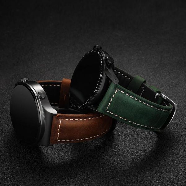 

watch bands 20mm/22mm bracelet for samsung galaxy gear s3 huawei gt 2 pro strap 2e leather band honor magic, Black;brown