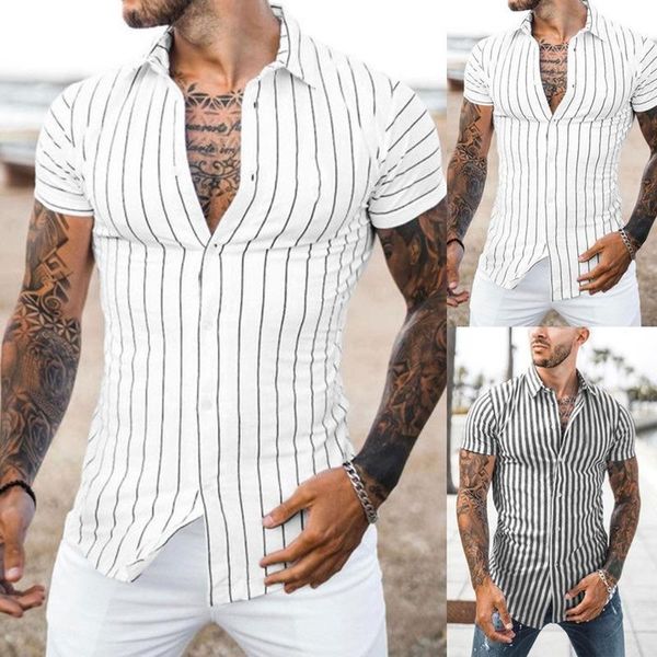 

men's casual shirts qiwn 2021 pattern print short-sleeved shirt, White;black