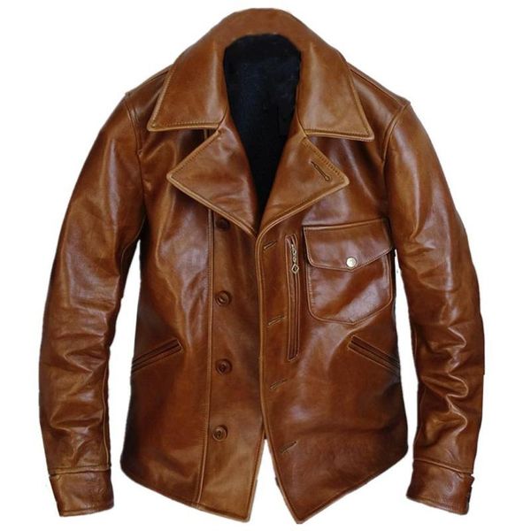 

men's leather & faux personality california cubs cowhide winter jacket man japanese style genuine blazer suit coat for men oat, Black