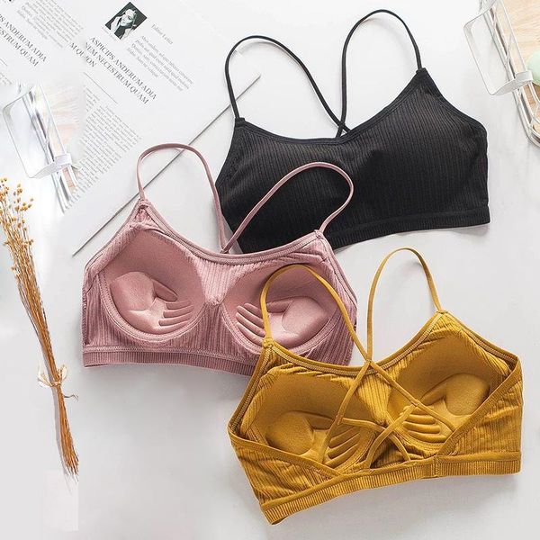 

bustiers & corsets women tube crop underwear breathable chest pad streetwear sleeveless wireless bralette female bandeau, Black;white