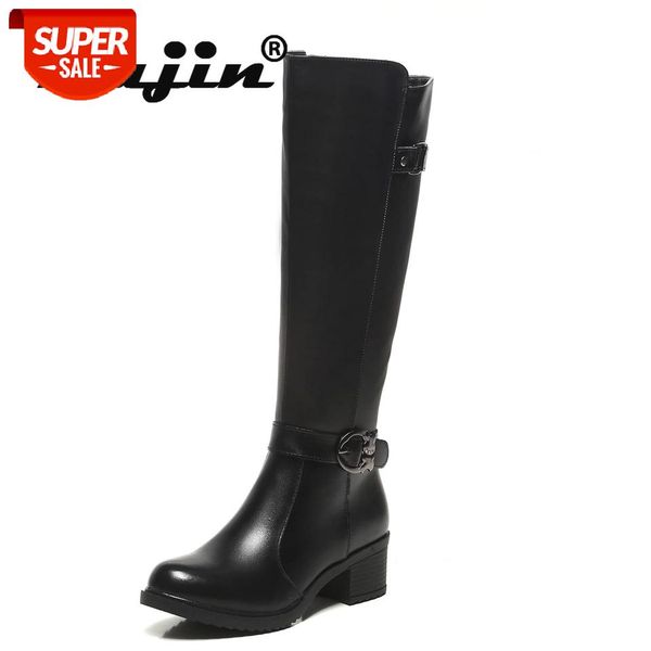 

fujin knee high women boots platform wedge heel buckle warm winter shoes boots women plush fur booties black punk motorcycle #rk8l