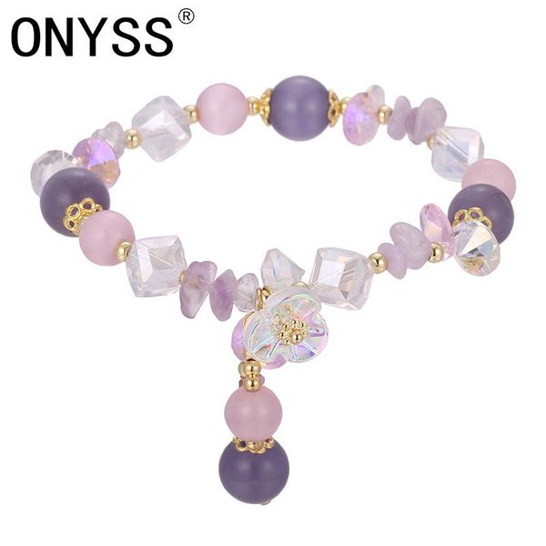 

link, chain onyss trend 2021 charms for bracelet pearl flower acrylic ball women friendship crystal bracelets, Black