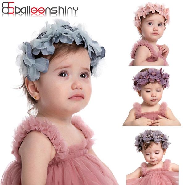 

hair accessories balleenshiny baby blue pink flower kids headwear pour filles turbantes para bebes hairpin kawaii, Slivery;white