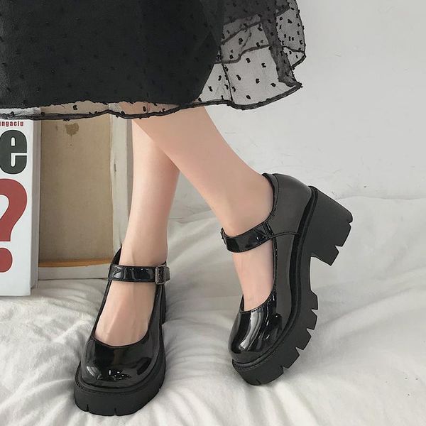 

dress shoes rimocy 2021 black high heels women pumps fashion patent leather platform woman round toe mary jane mujer