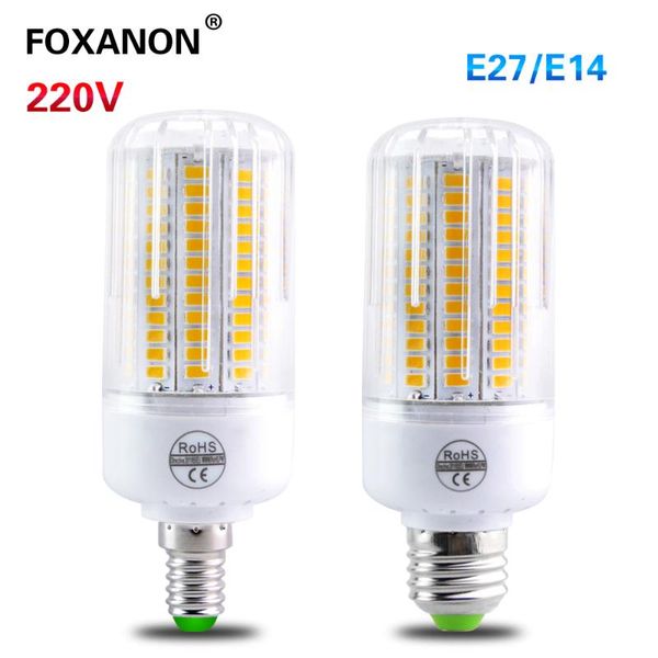 

bulbs foxanon led lamp light 24 - 136 leds corn bulb e14 e27 220v smd 5730 lampada high luminous spotlight lighting decoration