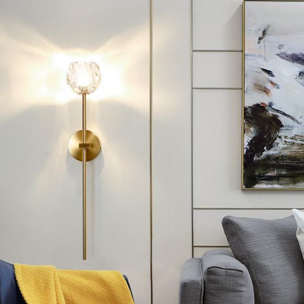

wall lamp all copper modern light luxury crystal living room household personality bedside fashion creative nordic aisle la