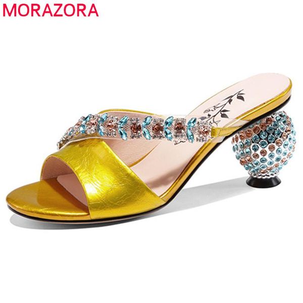 

genuine leather shoes women sandals crystal strange high heel party wedding ladies summer woman, Black