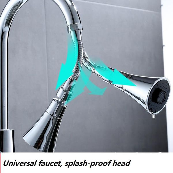 

720-degree copper splash-proof spout bubbler kitchen dish basin universal rotation dual-function water outlet 360 degrees faucets