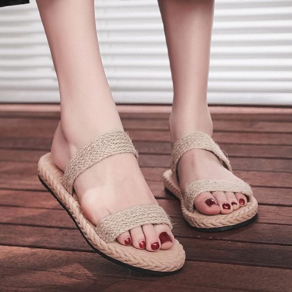 

slippers fashion women shoes summer bohemian beach sandals flat heel casual woman zapatos de mujer, Black