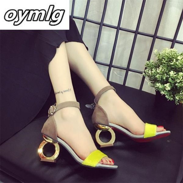 

dress shoes 2021 summer female coarse high heel sandals personality strange style open toe heels mujer s121, Black