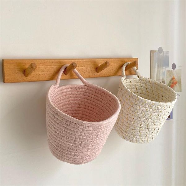 

storage baskets deskbasket korean ins cotton thread woven cosmetics sundries home closet organizer container box hanging