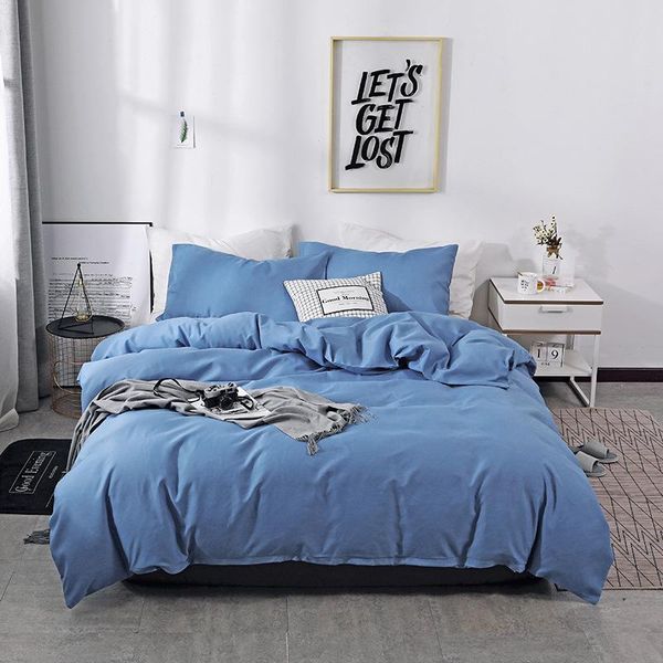 

home textile solid bedding set 3pcs bedroom plain color flowerless duvet cover and pillowcase full size comforter sets