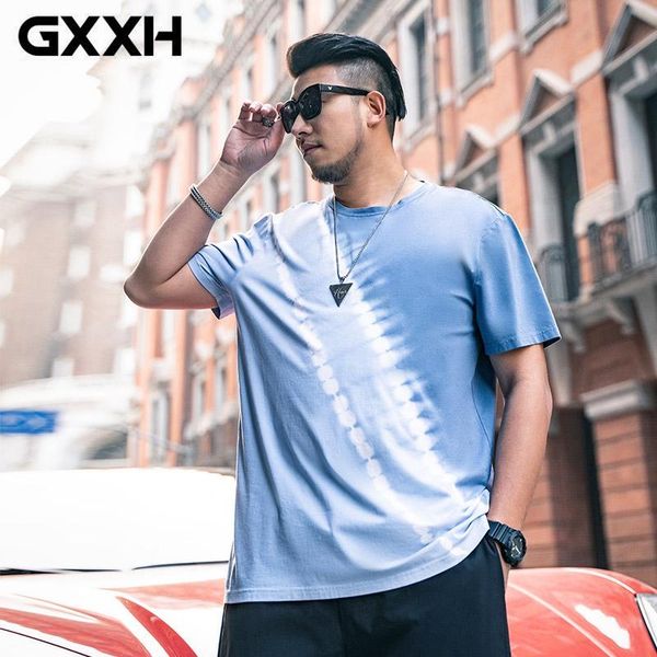 

men's t-shirts gxxh 2021 summer tie-dyed cotton t-shirt mens round neck loose tshirts oversize big size xxl-7xl half-sleeved tees, White;black