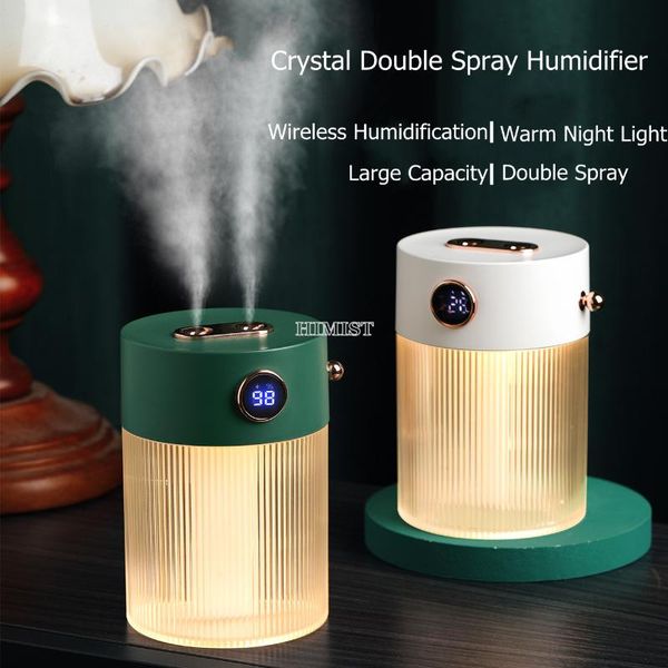 

4000mah wireless dual air humidifier ultrasonic fogger mist maker essential oil diffuser with led night lamp for home office humidifiers