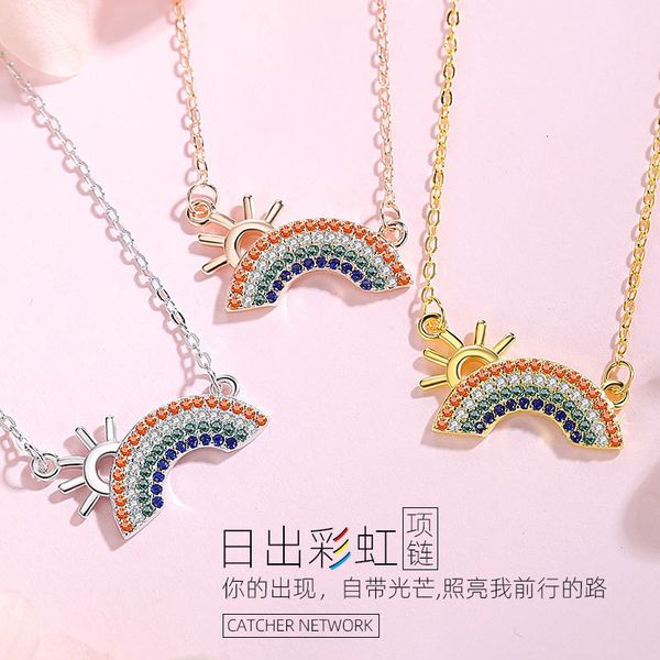 

jewelry highly quality women party wedding lovers gifts925 pure silver luxury rainbow necklace gift for girlfriend