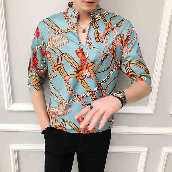 

t shirts vintage print loose for men's clothing 2021 plain collar half casual sleeve blouse homme streetwear pullovers 8kqy, White;black