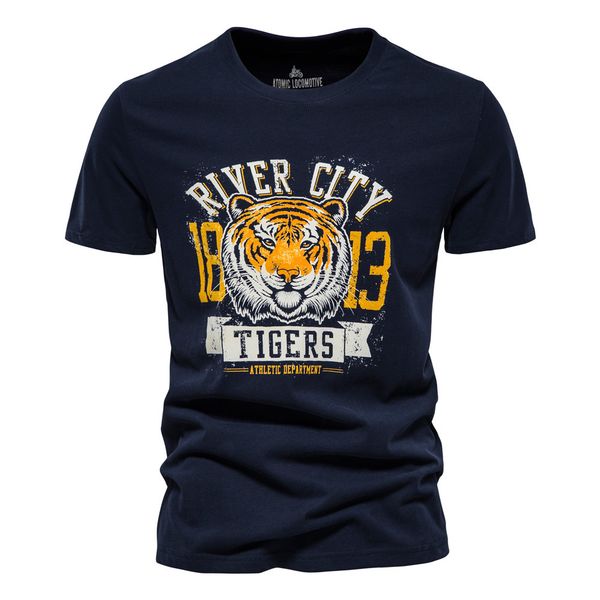 

men's t-shirts animal print t-shirt short sleeve men's casual bottoming shirt fashion round neck cotton top, White;black