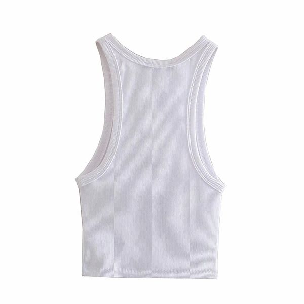 

ribbed tank women white summer casual fitness short vest candy colors knitted off shoulder crop 210531
