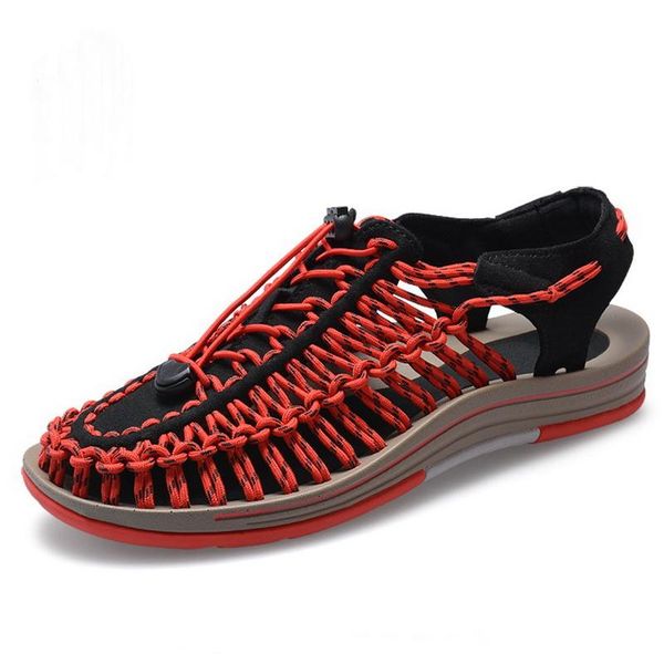 

sandals men's woven summer handmade weaving design breathable novel beach shoes outdoor for men plus size, Black